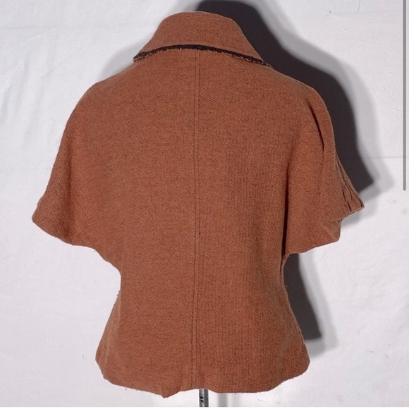 Iris Setlakwe Orange Wool Short Sleeve Button Up Blazer Jacket 8 - Picture 3 of 13